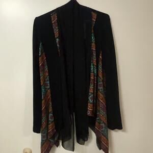 Anthro. Dor Dor Couture Med Open Cardigan Sweater Lagenlook Colorful Artsy Boho